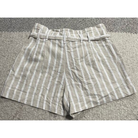 Abercrombie & Fitch Linen Cotton Button Shorts Womens Medium Tan White Stripes - Picture 6 of 11